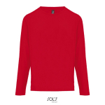 Long sleeve semi-combed cotton T-shirt, round neck red colour fifth view
