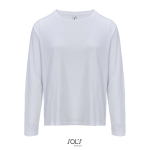 Long sleeve semi-combed cotton T-shirt, round neck white colour ninth view