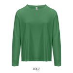 Long sleeve semi-combed cotton T-shirt, round neck green colour eighth view