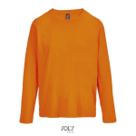 Long sleeve semi-combed cotton T-shirt, round neck orange colour