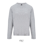 Long sleeve semi-combed cotton T-shirt, round neck marbled grey colour