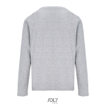 Long sleeve semi-combed cotton T-shirt, round neck marbled grey colour rear view