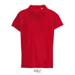 Women’s combed cotton polo, ribbed collar, 3 buttons red colour fifth view