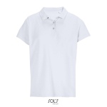 Women’s combed cotton polo, ribbed collar, 3 buttons white colour ninth view