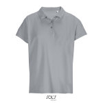 Women’s combed cotton polo, ribbed collar, 3 buttons grey colour eighth view