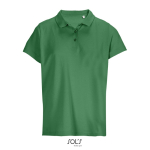 Women’s combed cotton polo, ribbed collar, 3 buttons green colour eighth view