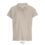 Women’s combed cotton polo, ribbed collar, 3 buttons beige colour