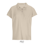 Women’s combed cotton polo, ribbed collar, 3 buttons nude colour