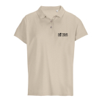 Women’s combed cotton polo, ribbed collar, 3 buttons nude colour view with print area