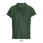 Women’s combed cotton polo, ribbed collar, 3 buttons dark green colour ambient view