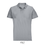 Unisex combed cotton polo, ribbed collar, 2 buttons grey colour eighth view