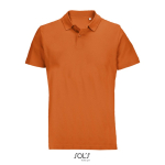 Unisex combed cotton polo, ribbed collar, 2 buttons orange colour