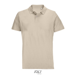 Unisex combed cotton polo, ribbed collar, 2 buttons nude colour