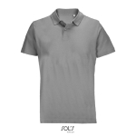 Unisex combed cotton polo, ribbed collar, 2 buttons light grey colour