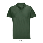 Unisex combed cotton polo, ribbed collar, 2 buttons dark green colour ambient view
