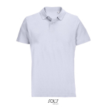 Unisex combed cotton polo, ribbed collar, 2 buttons lilac colour