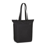 Recycled rPET pouch, front pocket, zip closure black colour