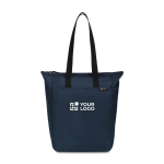 Recycled rPET pouch, front pocket, zip closure navy-blue colour