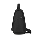 Sustainable recycled rPET shoulder bag, adjustable straps black colour