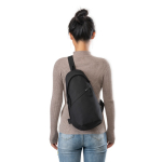Sustainable recycled rPET shoulder bag, adjustable straps black colour