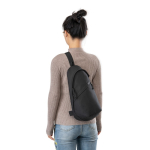 Sustainable recycled rPET shoulder bag, adjustable straps black colour