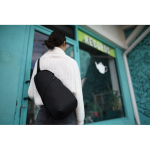 Sustainable recycled rPET shoulder bag, adjustable straps black colour