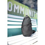 Sustainable recycled rPET shoulder bag, adjustable straps black colour