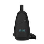 Sustainable recycled rPET shoulder bag, adjustable straps black colour