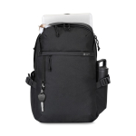 Recycled rPET laptop backpack, pockets, padded handle, 15” black colour