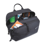 Recycled rPET travel toiletry bag, top handle, spacious interior black colour