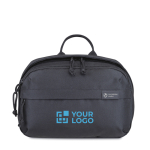 Recycled rPET travel toiletry bag, top handle, spacious interior black colour