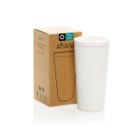 Recycled stainless steel thermal tumbler, vacuum insulation, 500ml white colour