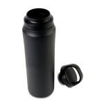 Recycled stainless steel water bottle, dual-function lid, 470ml black colour