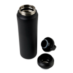 Recycled stainless steel water bottle, dual-function lid, 470ml black colour