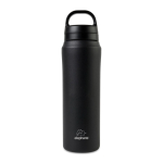 Recycled stainless steel water bottle, dual-function lid, 470ml black colour