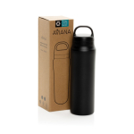 Recycled stainless steel water bottle, dual-function lid, 470ml black colour