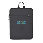 Recycled rPET laptop sleeve, padded zip compartment, 16” black colour