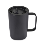 Recycled stainless steel thermal mug, for coffee or tea, 450ml black colour