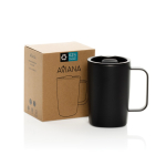 Recycled stainless steel thermal mug, for coffee or tea, 450ml black colour