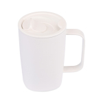 Recycled stainless steel thermal mug, for coffee or tea, 450ml white colour