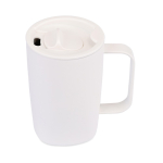 Recycled stainless steel thermal mug, for coffee or tea, 450ml white colour