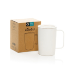 Recycled stainless steel thermal mug, for coffee or tea, 450ml white colour