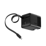 Eco GaN fast charger, retractable cable 80cm, 65W black colour