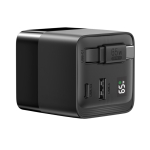 Eco GaN fast charger, retractable cable 80cm, 65W black colour