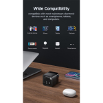 Eco GaN fast charger, retractable cable 80cm, 65W black colour