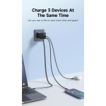 Eco GaN fast charger, retractable cable 80cm, 65W black colour