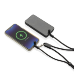 Recycled rPET mobile cable, USB-C, neck strap, 60W charging black colour