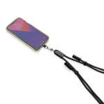 Recycled rPET mobile cable, USB-C, neck strap, 60W charging black colour