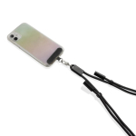Recycled rPET mobile cable, USB-C, neck strap, 60W charging black colour