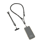 Recycled rPET mobile cable, USB-C, neck strap, 60W charging black colour
